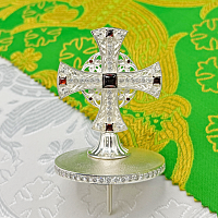 2.7.2689л Крест на митру латунный в серебрении со вставками