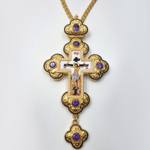 2.10.0286лп-2/1лп Крест латунный в позолоте с цепью