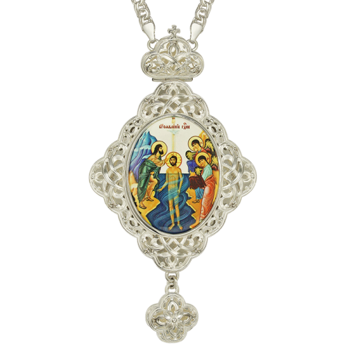 2.7.0670л-2/1л Панагия латунная со вставками и цепью 2.7.0670л-2/1л Панагия латунная со вставками и цепью