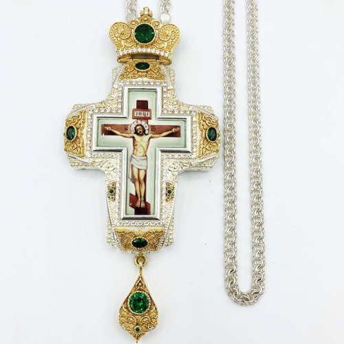 2.10.0333лп-2/1лп Крест латунный в позолоте с цепью