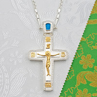 2.10.0540лнф/64л Наперсный крест латунный со вставками в позолоте