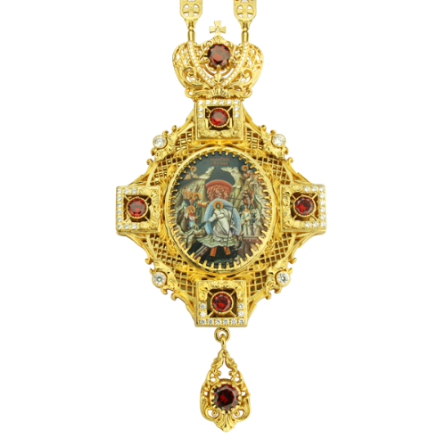 2.7.0127лп-2/39лп Панагия в позолоте. Икона Песчанская Божией Матери