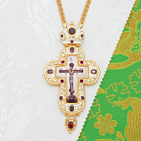 2.10.0224лп-2/1лп Крест латунный с красными камнями в позолоте