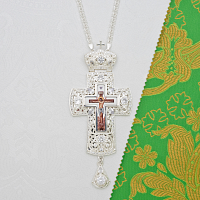 2.10.0143л-2/1л Крест латунный с белыми камнями в серебрении