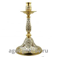 2.7.1602лф Подсвечник латунный с фрагментарной позолотой