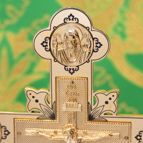 2.7.2829лп Крест настольный латунный в позолоте  фото 8