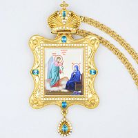 2.7.0748лп-2/1лп Панагия латунная в позолоте со вставками и цепью