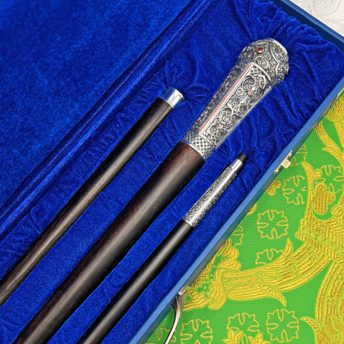 2.7.1559лр Посох латунный с красными камнями в серебрении фото 6 2.7.1559лр Посох латунный с красными камнями в серебрении фото 6