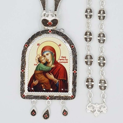 2.7.1045л-2/80л Панагия латунная с родированием и цепью