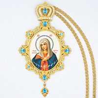 2.7.0462лп-2/1лп Панагия латунная в позолоте со вставками и цепью