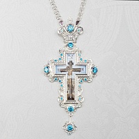 2.10.0625л-18/1л Крест наперсный латунный со вставками в серебрении