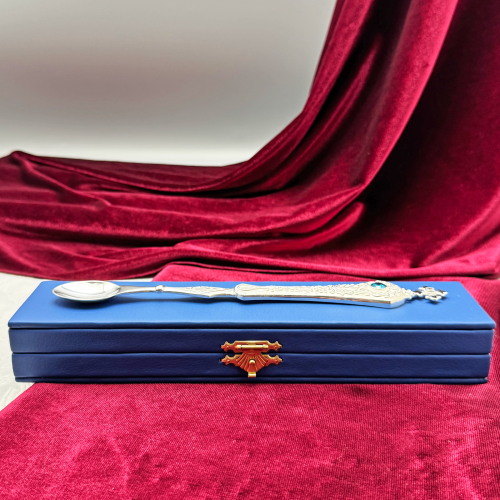 2.7.0783л Лжица латунная в серебрении со вставками фото 2