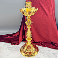 2.7.2653лпэ Примикирий латунный с красными камнями и эмалью в позолоте