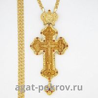 2.10.0420лп-13/1лп Крест латунный в поз. с деревянным образом и цепью