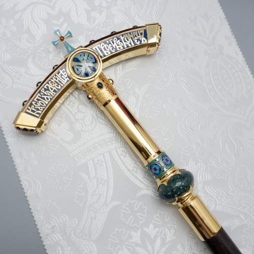 2.7.2398лнпчэ Жезл латунный в позолоте с натуральными камнями фото 9 2.7.2398лнпчэ Жезл латунный в позолоте с натуральными камнями фото 9