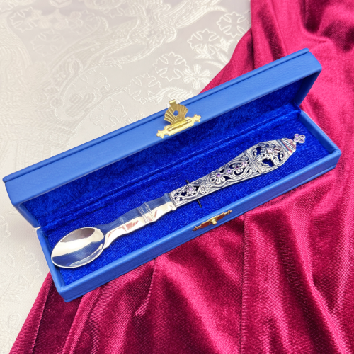 2.7.0712лр Лжица латунная в серебрении со вставками фото 3 2.7.0712лр Лжица латунная в серебрении со вставками фото 3