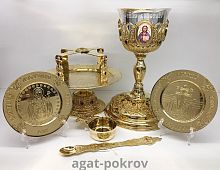 2.7.1159клп-18-К/7 Евхаристический набор комбинированный на 0,75 л в позолоте на 7 предметов