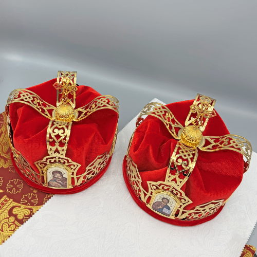 2.7.2830лп-2-К Венцы венчальные латунные в позолоте - комплект фото 5 2.7.2830лп-2-К Венцы венчальные латунные в позолоте - комплект фото 5