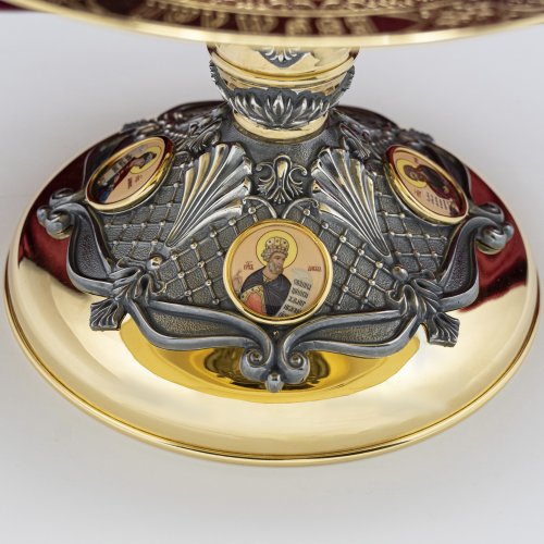 2.7.1599клпрэ-18-К/3 Евхаристический набор на 3 предмета с комбинированной чашей на 1,0 л в позолоте с патинированием и деколью фото 18 2.7.1599клпрэ-18-К/3 Евхаристический набор на 3 предмета с комбинированной чашей на 1,0 л в позолоте с патинированием и деколью фото 18