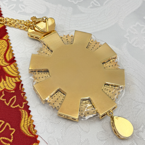 2.7.1579лп-1/1лп Панагия в позолоте с вставкой финифть фото 5