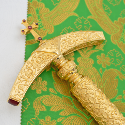 2.7.2665лнп Жезл латунный с натуральными камнями в позолоте фото 2 2.7.2665лнп Жезл латунный с натуральными камнями в позолоте фото 2