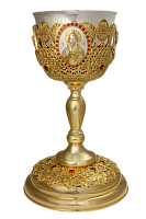 2.7.0894клп Потир комбинированный 1,0 л. в позолоте с литьевыми образами и со вставками