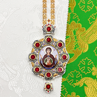 2.7.0987лфэ-2/41лп Панагия латунная в позолоте и серебрении