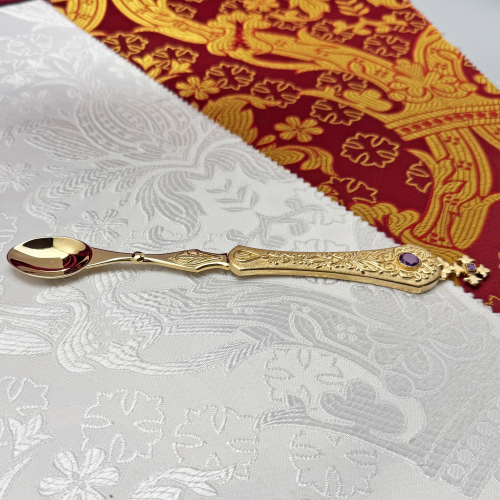 2.7.0783лп Лжица латунная в позолоте со вставками фото 6