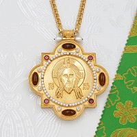 2.7.0706лп/1лп Панагия латунная со вставками в позолоте