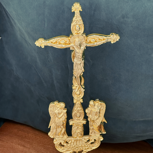 2.7.2752лп Подсвечник латунный в позолоте Голгофа фото 3 2.7.2752лп Подсвечник латунный в позолоте Голгофа фото 3