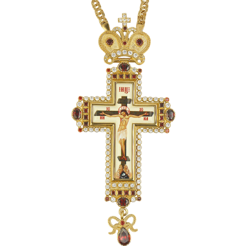 2.10.0294лп-2/1лп Крест латунный в позолоте с цепью