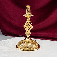 2.7.2652лп Подсвечник латунный с красными камнями в позолоте