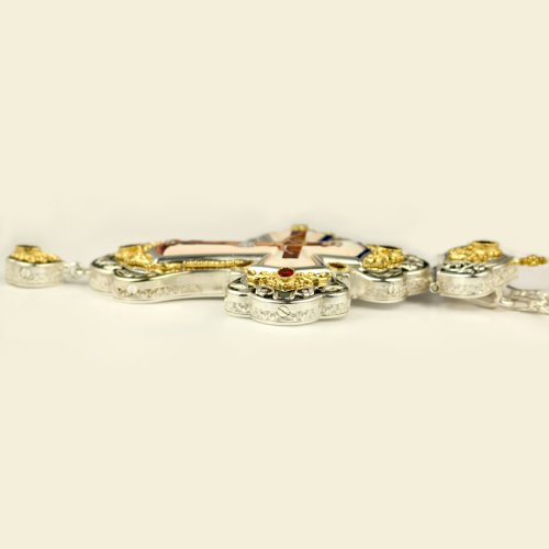 2.10.0390лфр-2/1л Крест латунный с фраг. позолотой, деколем и цепью фото 4