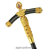 2.7.0592лп Жезл латунный с красными камнями в позолоте