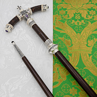 2.7.2577лрч Жезл латунный с фиолетовыми камнями и жемчугом в серебре