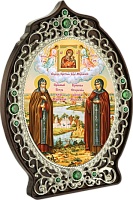 2.78.0964л Икона настольная в серебре - Святые благоверные князь и княгиня Петр и Февронья