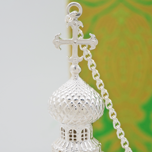 2.7.1587л Кадило латунное с красными камнями в серебрении фото 7 2.7.1587л Кадило латунное с красными камнями в серебрении фото 7