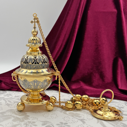 2.7.2640лпр Кадило латунное с патинированием в позолоте 2.7.2640лпр Кадило латунное с патинированием в позолоте