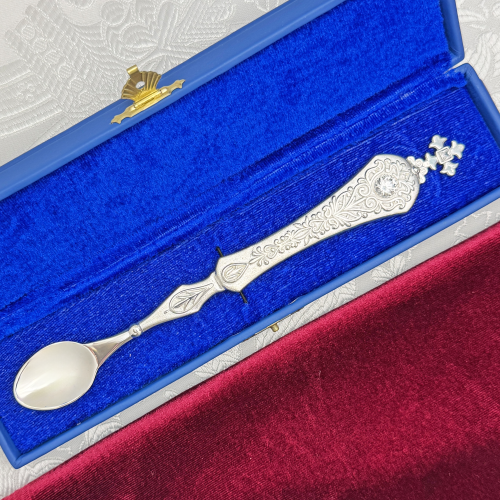 2.7.0783л Лжица латунная в серебрении со вставками фото 2