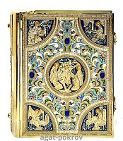 2.7.2228лнпэ Евангелие с натуральными камнями и эмалью в позолоте
