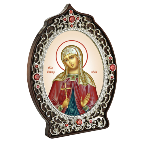 2.78.0947л Икона настольная в серебре - Святая мученица София. 2.78.0947л Икона настольная в серебре - Святая мученица София.