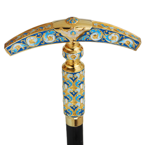 2.7.2002лп-М Посох латунный в позолоте со вставками фото 6