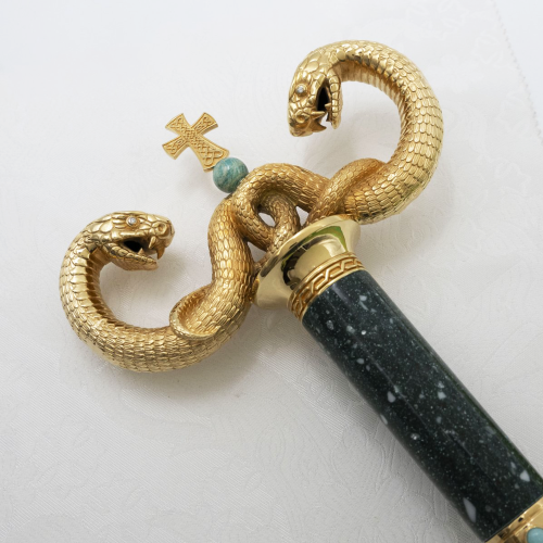 2.7.2443лнпч Жезл латунный в позолоте с натуральными камнями фото 4 2.7.2443лнпч Жезл латунный в позолоте с натуральными камнями фото 4