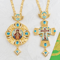 2.7.2715лп-0/154лп-К Архиерейский наперсный комплект со вставками в позолоте