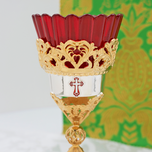 2.7.0353лф Лампада латунная в позолоте и серебрении фото 6