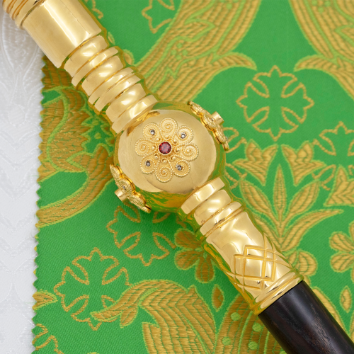 2.7.2889лп Жезл латунный с красными камнями в позолоте фото 5 2.7.2889лп Жезл латунный с красными камнями в позолоте фото 5