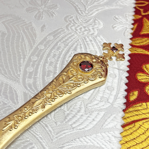 2.7.0783лп Лжица латунная в позолоте со вставками фото 2