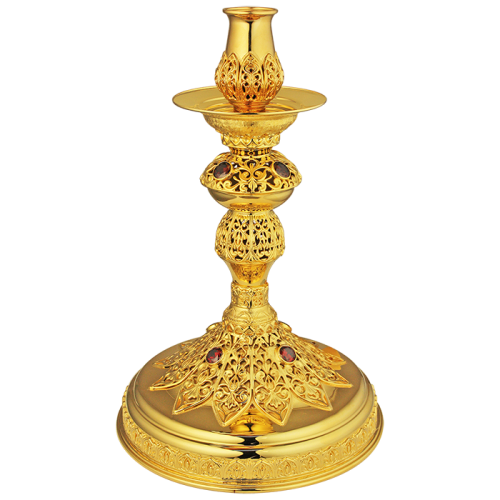 2.7.0665лп Подсвечник латунный в позолоте со вставками 2.7.0665лп Подсвечник латунный в позолоте со вставками