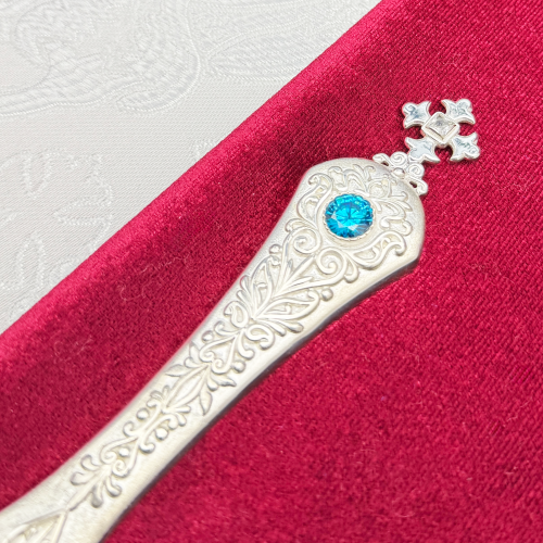 2.7.0783л Лжица латунная в серебрении со вставками фото 5