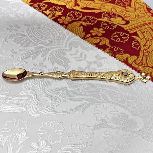 2.7.0783лп Лжица латунная в позолоте со вставками фото 6